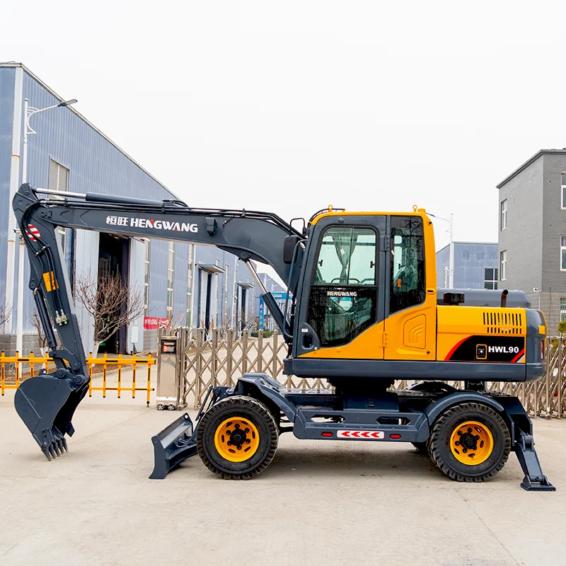 Wheeled Excavator 9Ton Hydraulic EarthMoving Digger With Bucket Attachments Medium Large Wheel Excavators Factory Customization