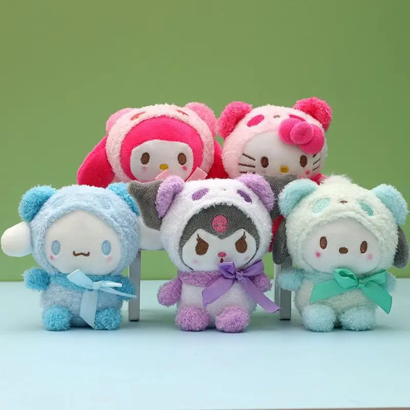 

Cute Sanrio Kuromi My Melody Cinnamoroll Plush Panda Keychain Doll Hanging Ornament