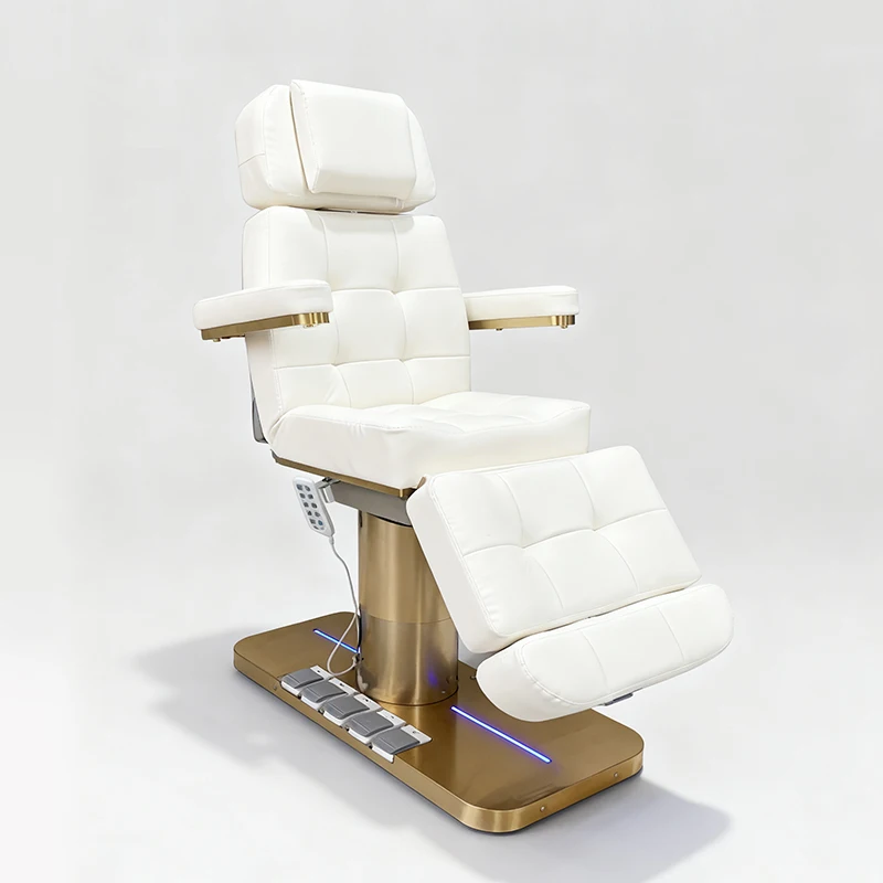 

2025 Electric Esthetician Chair Bed, Foldable & Rotatable, PU Leather, Adjustable Height, Tattoo Facial Spa Equipment