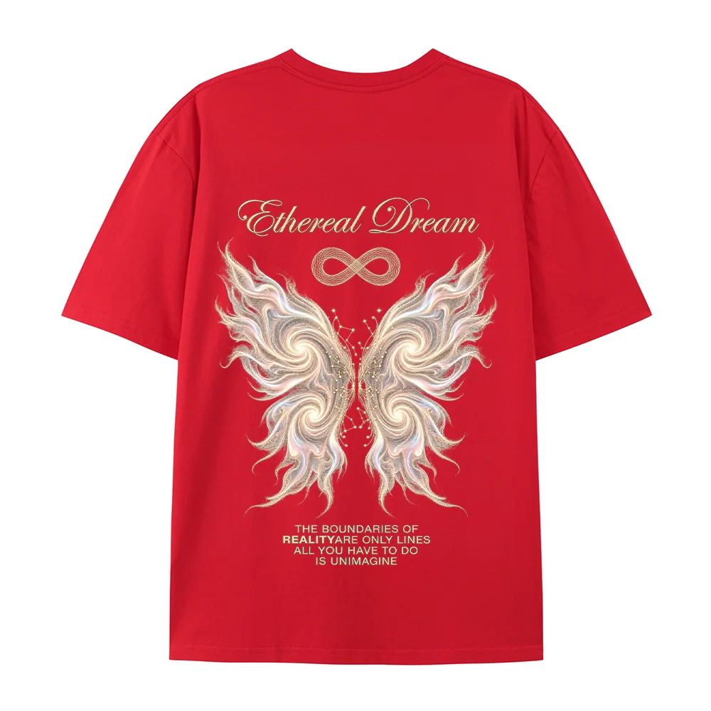 Ethereal Butterfly T Shirt Back Print Infinity Graphic Tees Black Oversized Cotton Short Sleeve Tops Women Y2K Streetwear