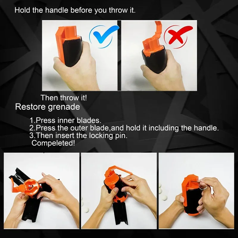 Brinquedo de granada tático para bola de gel, jogos cs, brinquedo de granada divertido ao ar livre com bola de água, modelo de ejeção de plástico durável com anel de tração
