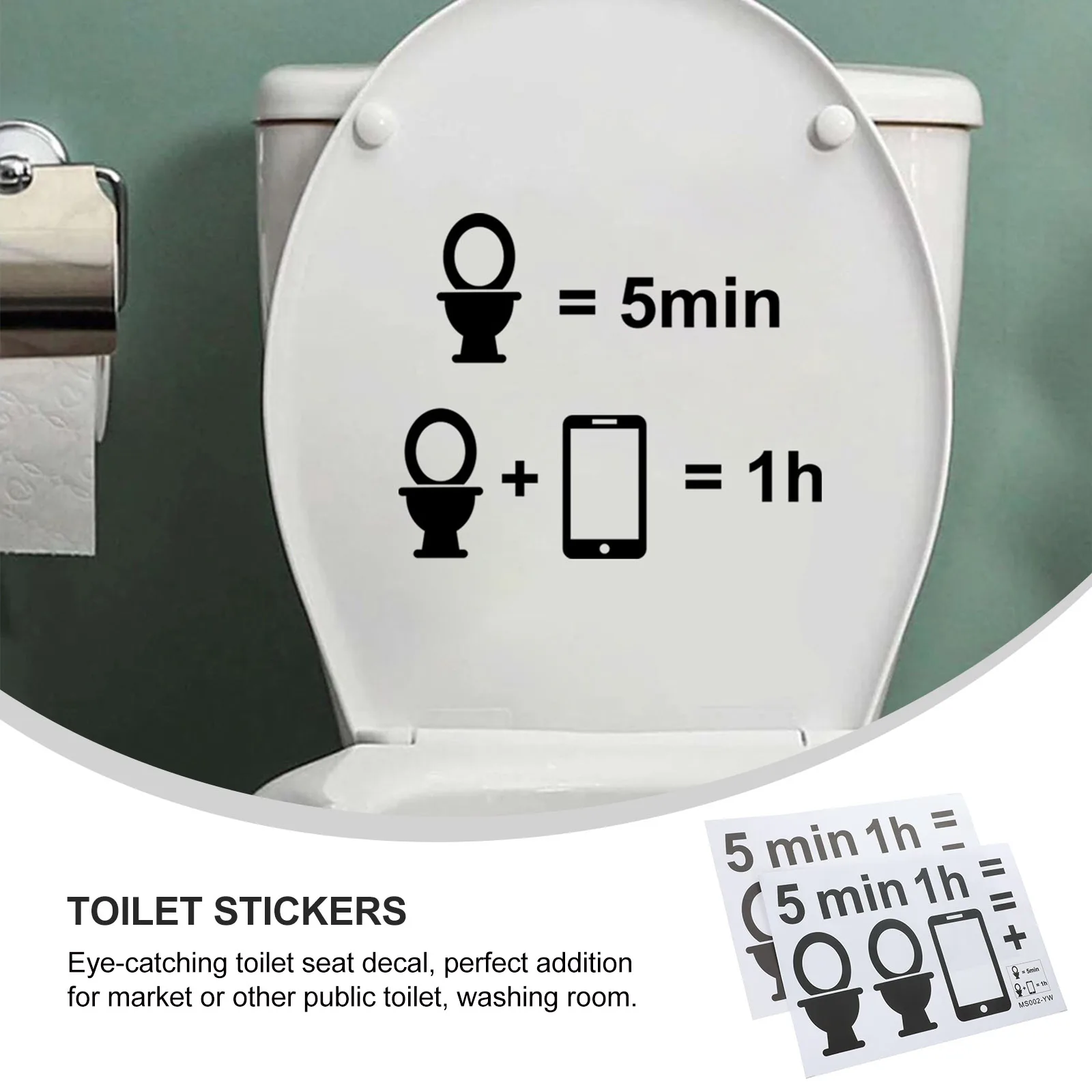 

2pcs Pvc Toilet Seat Cover Stickers Warning Signs Decorative Bathroom Decals Removable Adhesive Toilet Lid Sign Wall Stickers