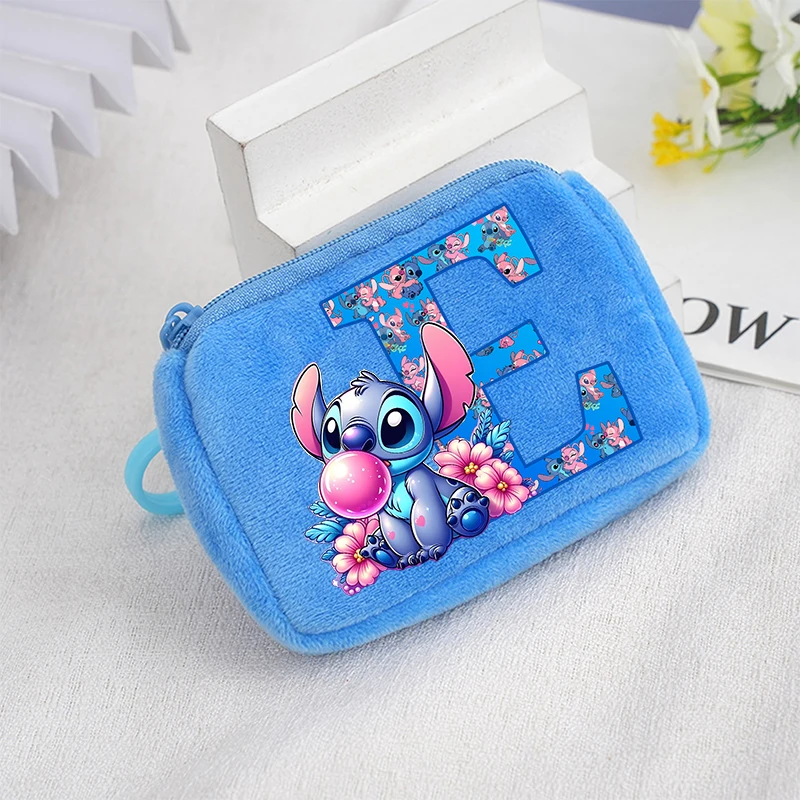 Stitch Disney Boys Girls Plush Coin Purse Cute Portable Wallet Cartoon Anime Printed Letter ID Card Storage Bag Children Gifts