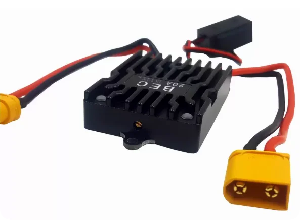 20A Linear BEC for RC 3D Plane & Jet - Adjustable 4.8-9.7V UBEC with CNC Heatsink - Low Noise Power Supply for HV Servos