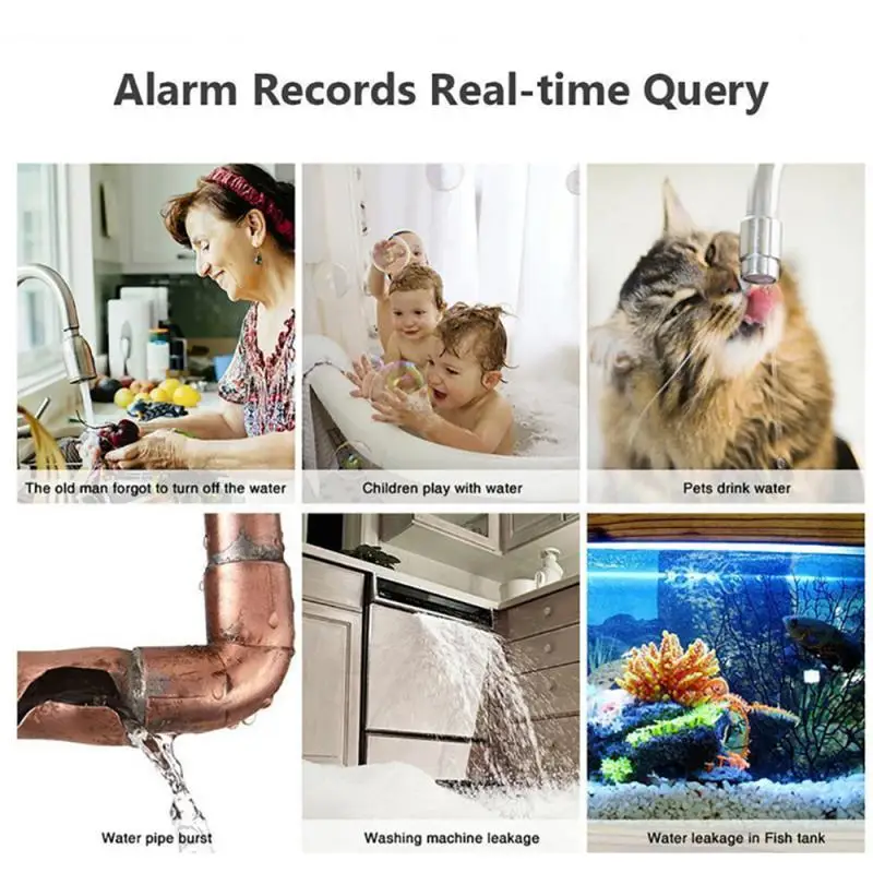 Tuya WiFi+Bluetooth Water Immersion Sensor Sound And Light Alarm Dual Mode Detector Smart Home APP Remote Monitor Water Sensor