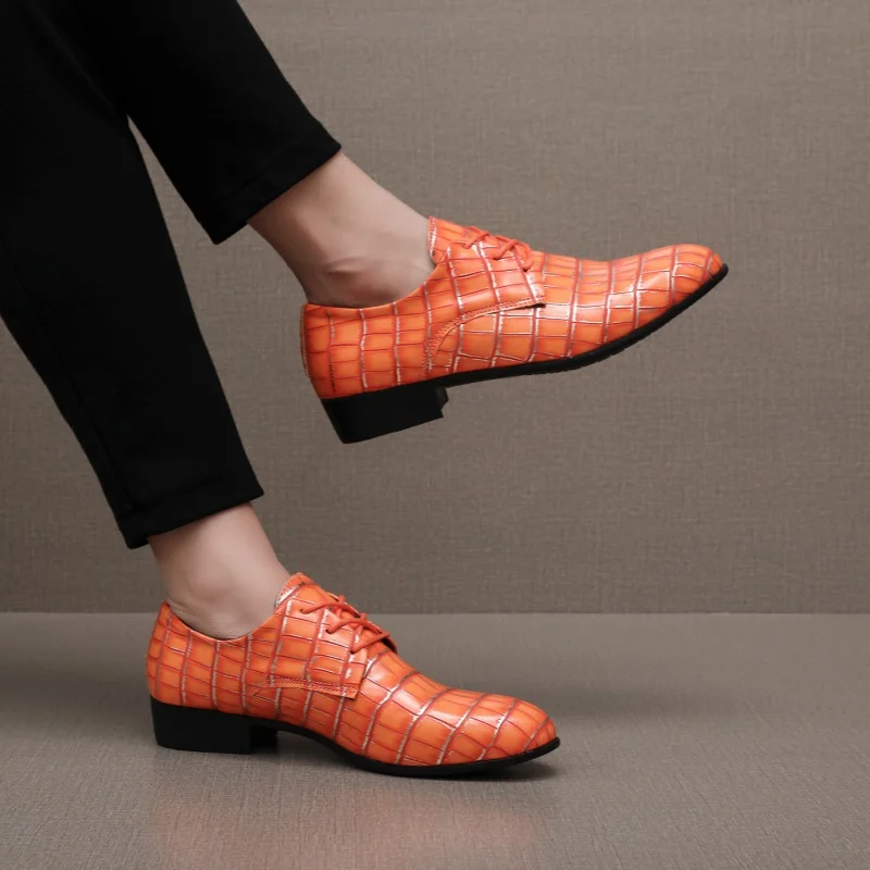 Stylish Gentleman Formal Dress Oxfords Shoes Green Pink Male Evening Suit Shoes Split Leather Party Shoes
