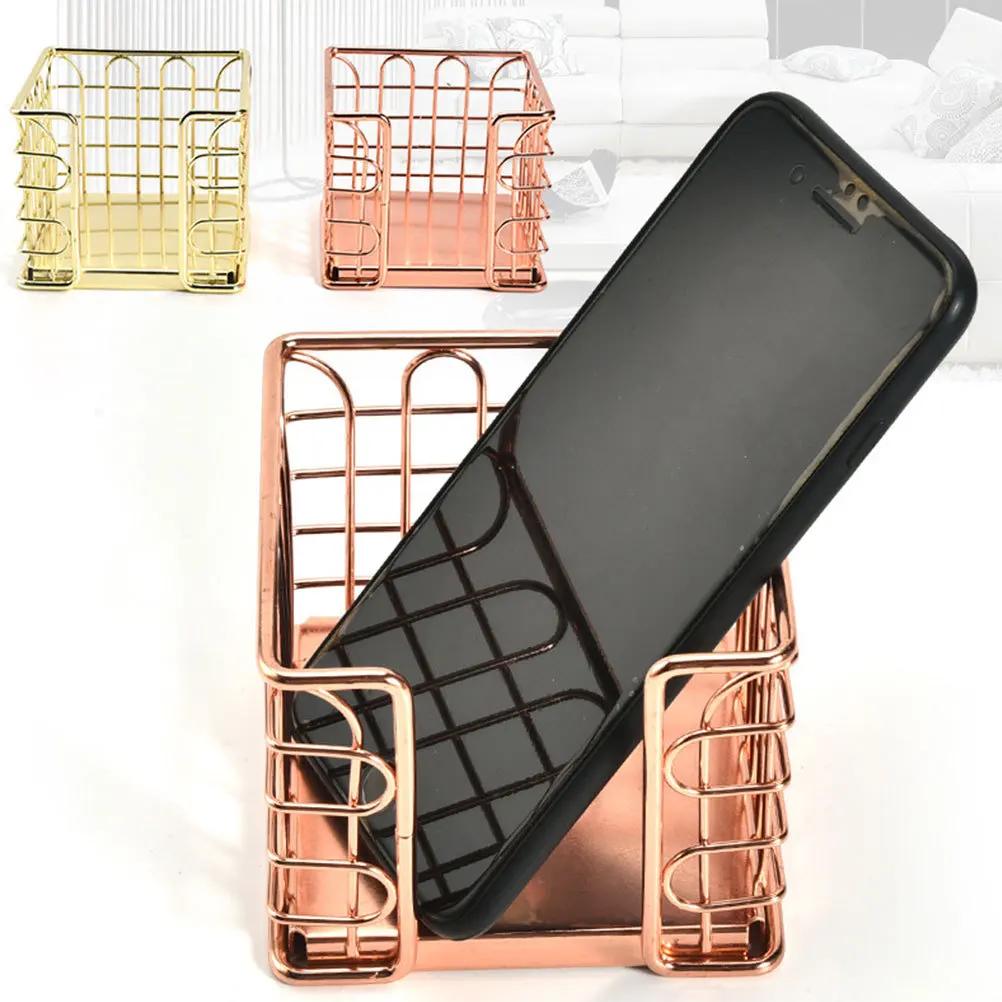 

1Pcs Desktop Organizing Box Rose Gold Iron Storage Bin Multi- Study Room Bedroom Organizer