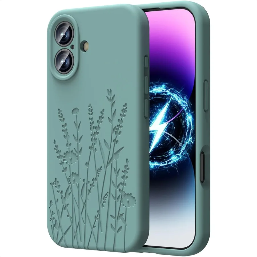 

OAOA Magnetic Engraved Case Compatible with iPhone 17 Case Compatible with Magsafe Camera AllRound Protection Slim Liquid Silic