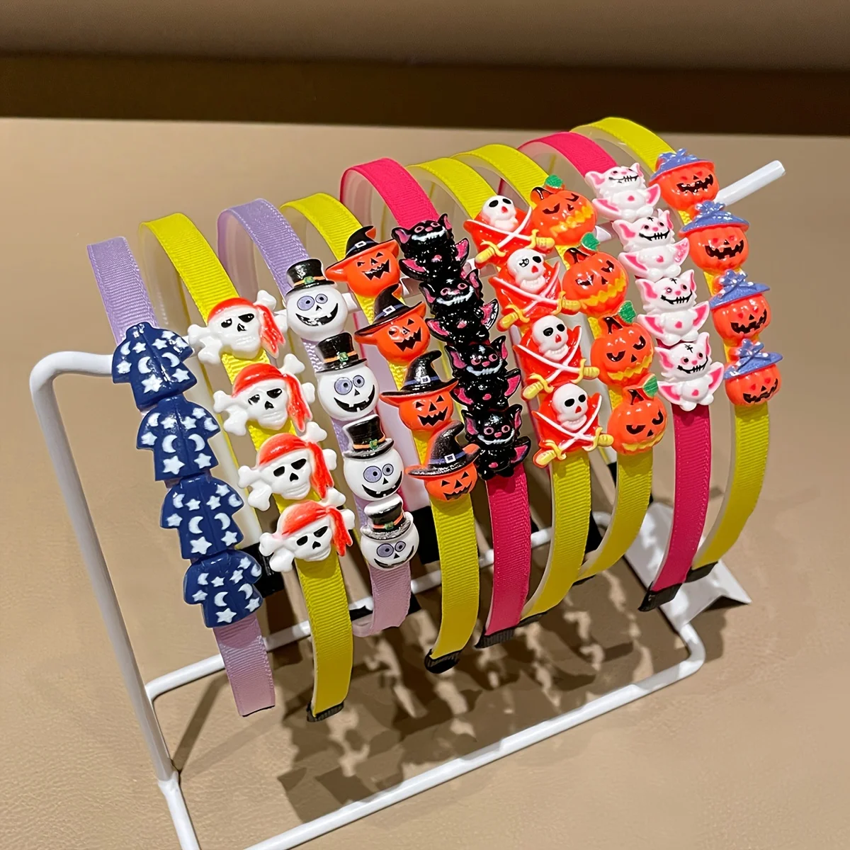1/2/3 Buah Kepala Labu dan Kepala Tengkorak, Ikat Kepala Anti Selip untuk Aksesori Rambut Halloween, Cocok untuk Pesta dan Tari