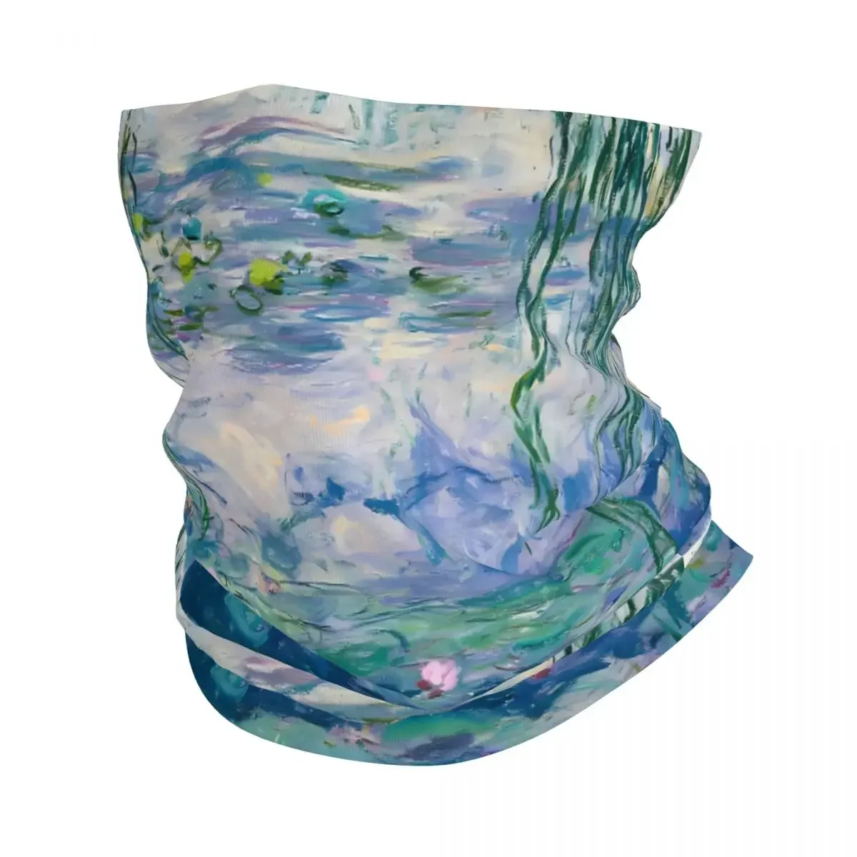 Pink Claude Water Lilies Oil Painting Scarf Neckerchief Neck Face Mask Polyester