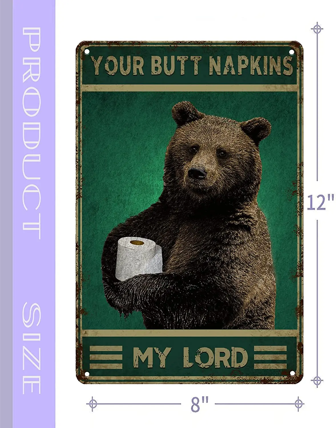 Your Butt Napkins My Lord Bear Wall Decor Wall Powder Room Decor Bear Lover Gifts for Women/Vintage Poster Tin Sign 12x8 inches