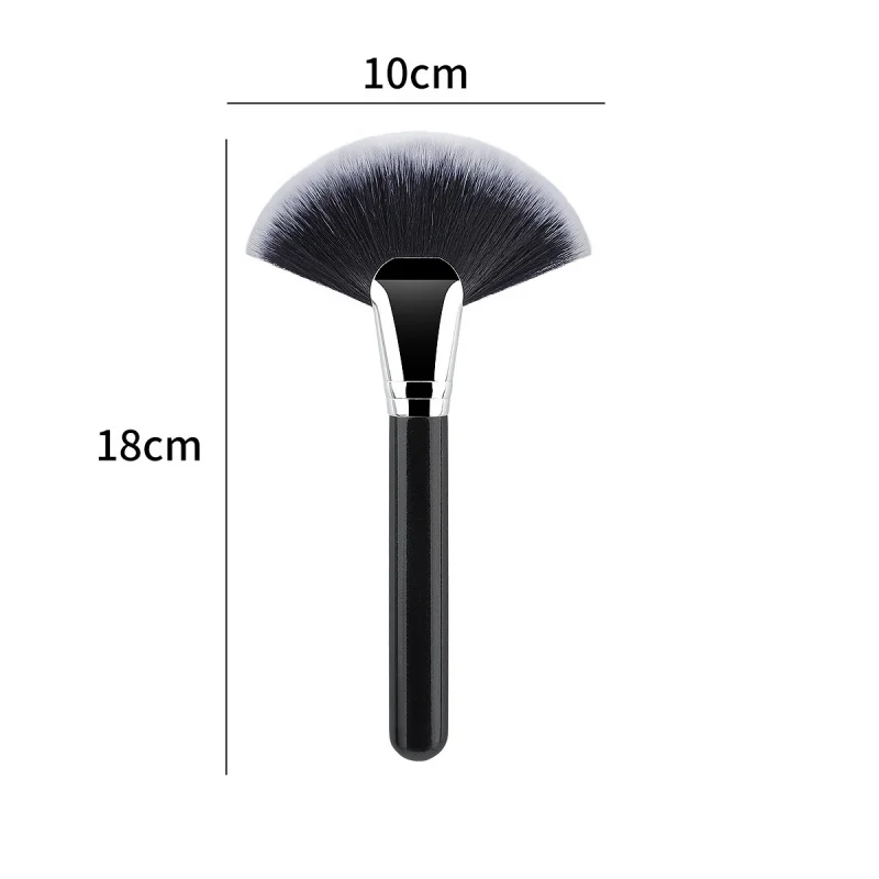 Hot-Selling Large Wooden Handle Fan-Shaped Brush Highlight Brush Fine Fiber Bristles Quick Makeup Application Brush In Stock