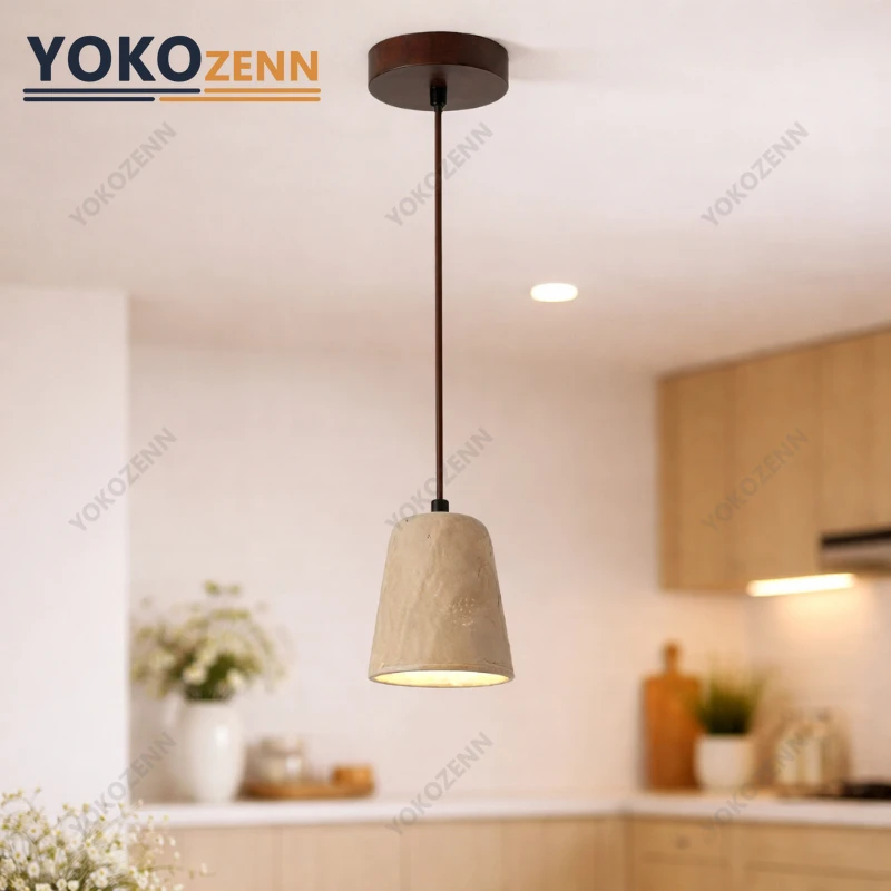 

Подвесной светильник YOKO из желтого травертина со светодиодной подсветкой, каменная лампа для спальни, гостиной, кухонного острова, в скандинавском и японском стиле, для домашнего декора