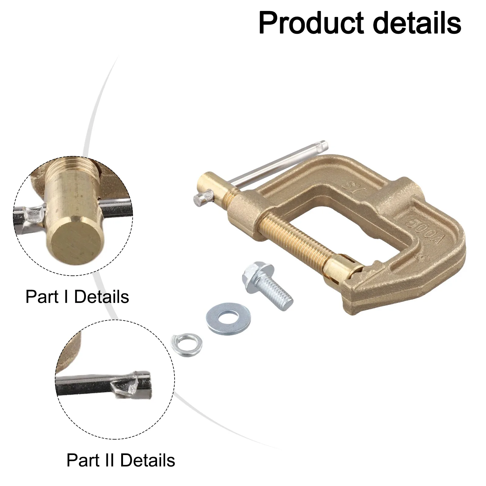 Copper Ground Earth Clamp 500A G Shaped for Welding Accessories Suitable for Oil Platforms and Auto Manufacturing