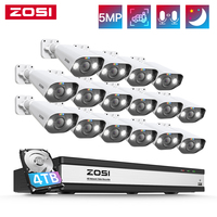 ZOSI 3K PoE Security Camera System 5MP Bullet IP Cameras 4K 16CH NVR AI Person Vehicle Detection CCTV Video Surveillance Kit