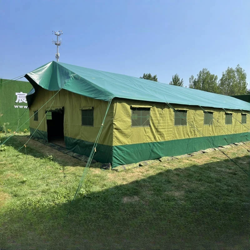Best 100 Person Large One Bedroom Four-Season Army-Green Canvas Waterproof Tent For Uganda UPDF Outdoor Camping