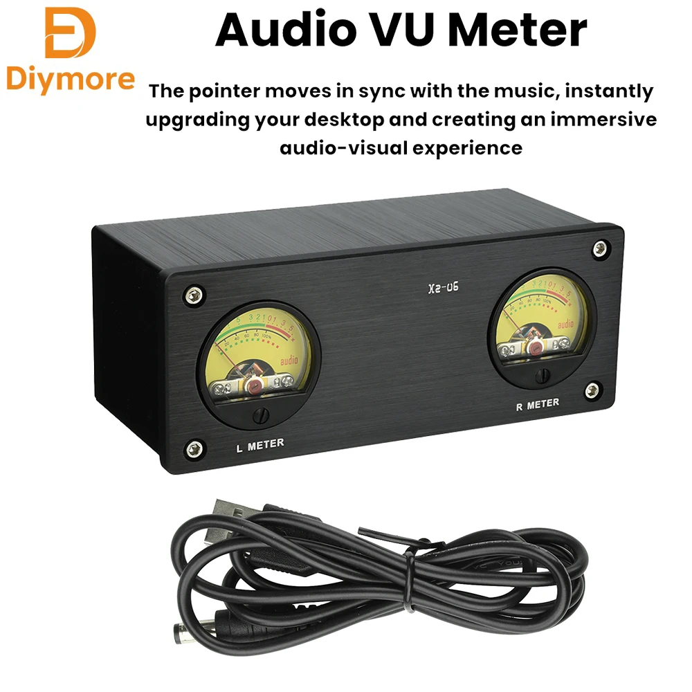DC 5V Xz-U6 VU Meter Audio VU Meter with 3.5mm/RCA Connectors High Precision Meter Audio Level Indicator