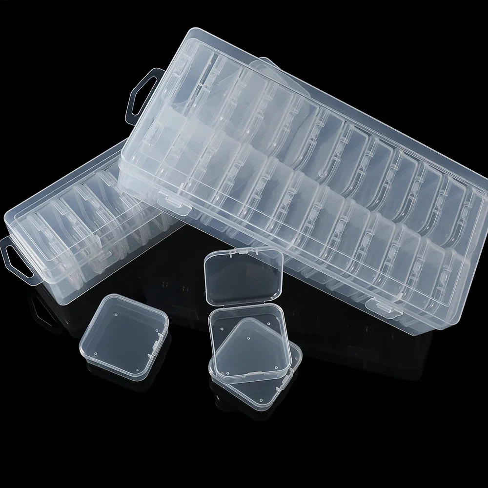12/24/30 pezzi scatola organizer portatile piccoli contenitori di plastica trasparente per perline con coperchio incernierato per riporre piccoli gioielli artigianali