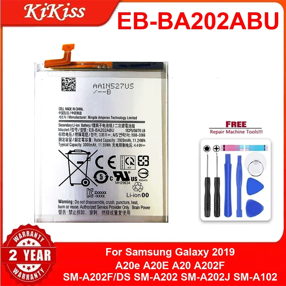 

Аккумулятор 3000 мАч для мобильного телефона Samsung Galaxy 2019 A20e A20E A20 A202F Sm-A202F DS Sm-A202 Sm-A202J Sm-A102