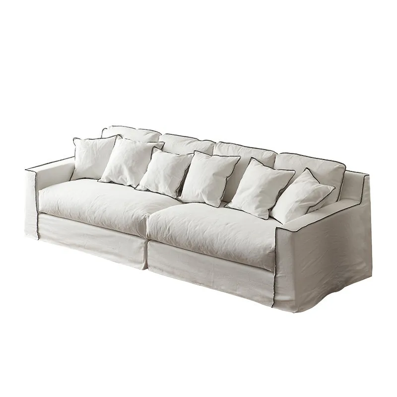 Small living room vertical row removable linen fabric sofa, down down, removable washable linen-cotton sofa