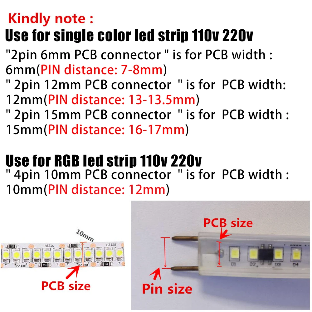 2pin/4pin Led Corner Connector RGB straight Connector 110V 220V middle Double Connectors