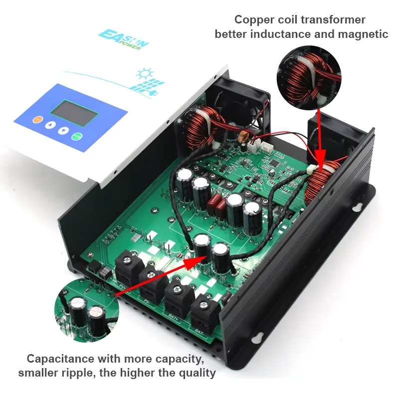 EASUN POWER 20A 40A 60A 80A 100A MPPT Solar Charge Controller 12V 24V 36V 48V Battery Charger 150VDC Back-light Solar Regulator