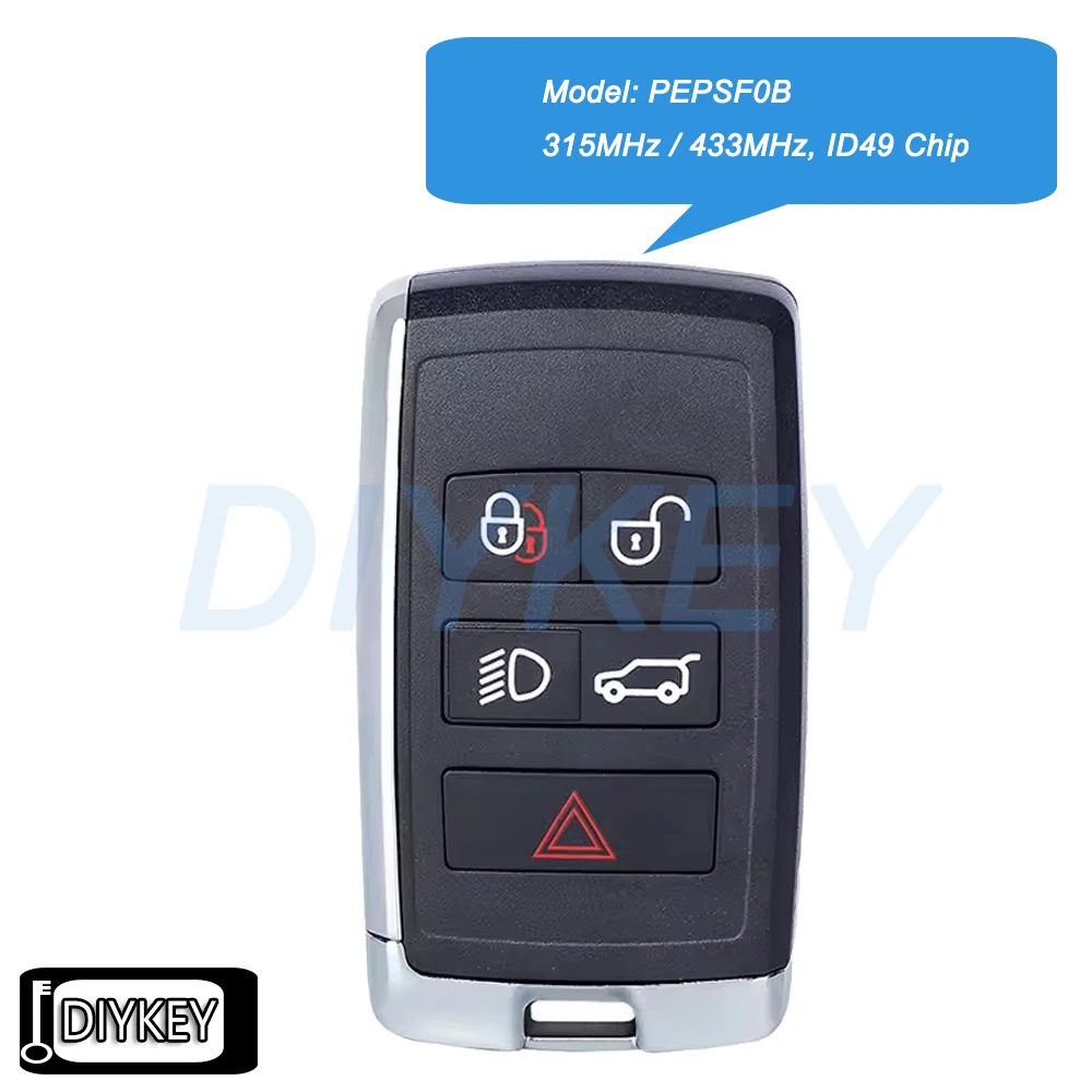 

Half Smart Remote Car Key Fob 315MHz / 433MHz ID49 Chip for Land Rover Range Rover E-Pace F-Pace I-Pace 2018 2019 2020 PEPSF0B