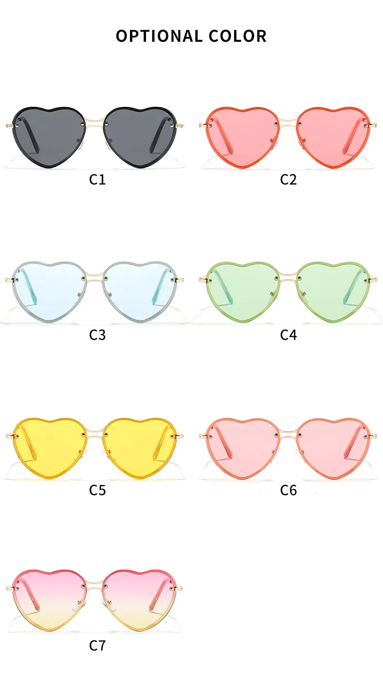 Neue Vintage Runde Sonnenbrille für Damen und Herren Marken-Sonnenbrillen Herzförmige Brillen für Männer und Frauen – Detail 5