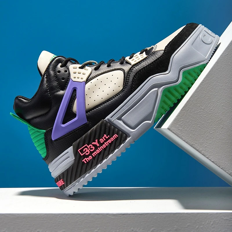 

2025 New Fashion Men Sneakers Trendy High Top Skateboarding Shoes Fashion Mixed Colors Walking Shoes Comfortable Casual Sneaekrs