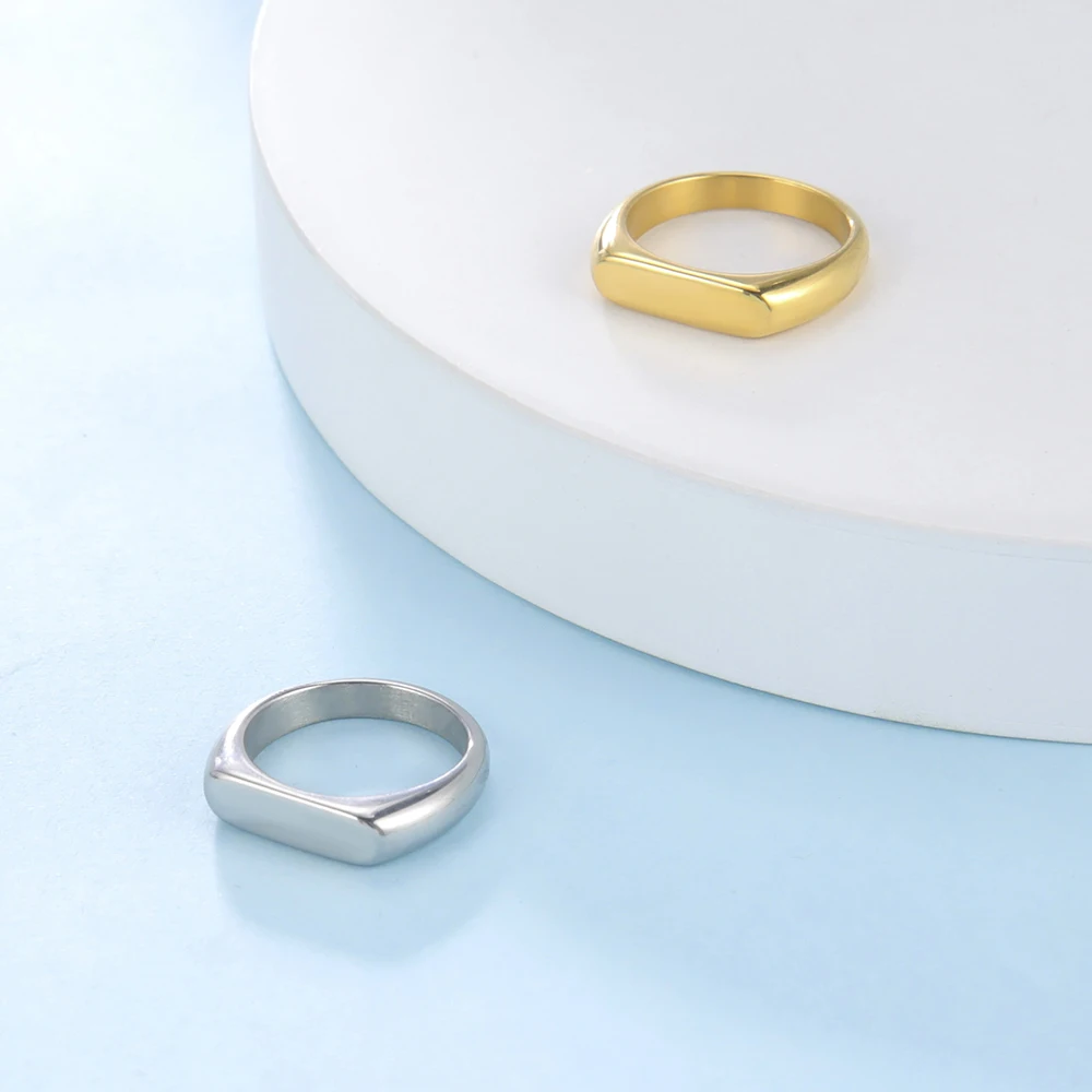 Skyrim Minimalistische Siegelringe Damen Herren Edelstahl Breites Rechteck Geometrische Ringe Mode Hochzeit Schmuck Geschenk Großhandel – Detail 6