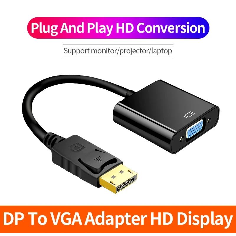 DisplayPort Display Port DP to VGA Adapter Kabel do projektora DTV TV HDVD Laptop DP męski na VGA żeński Konwerter Kabel