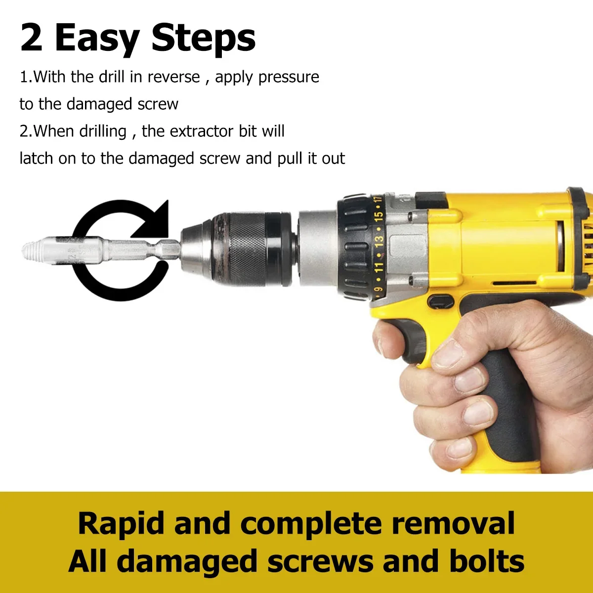 Broca do extrator de parafuso danificado, aço de alta velocidade, duplo facilmente retire o lado, removedor de parafuso quebrado, ferramenta manual, 5 pcs