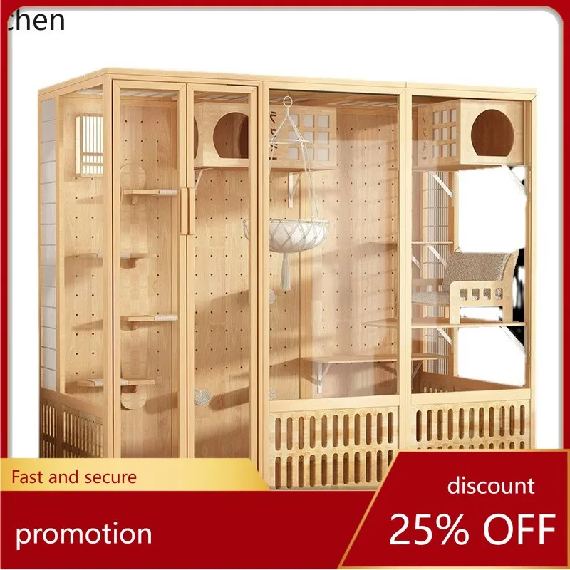 

ZML Indoor Cat Cage for Home Use, Integrated Extra Large Free Space Cat House with Climbing Frame