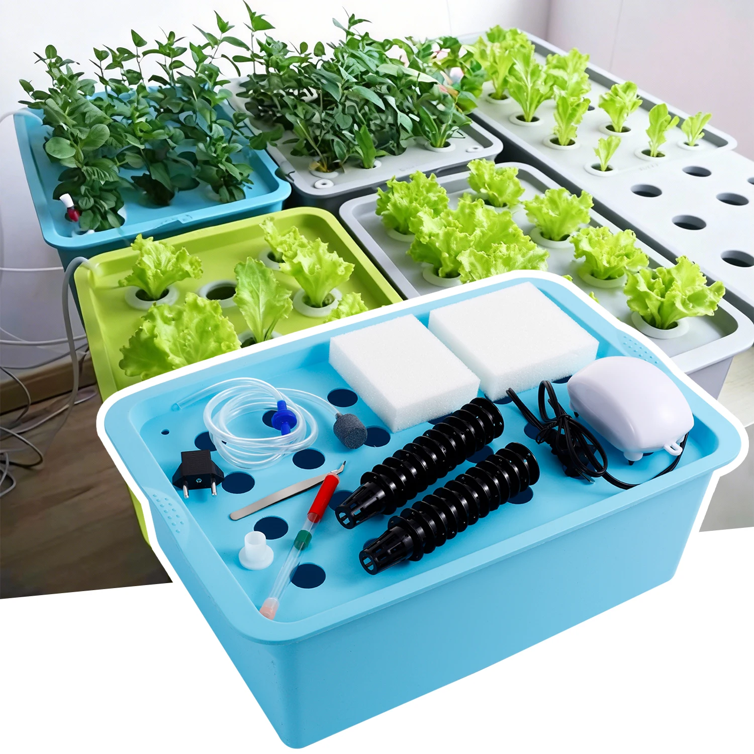 1 Set 24 Cell Hydroponic Soilless Nursery Box Liquid Cultivation Planting Case Seedling Growing Planter Home Vegetables Planter