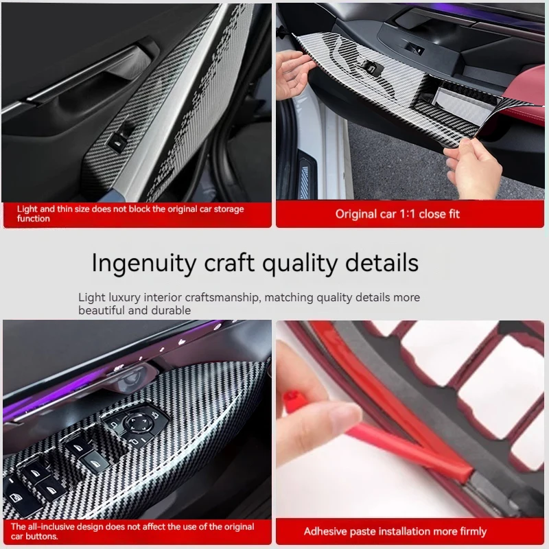 4PCS For BMW 5 Series i5 G60 2024-2025 ABS Carbon Fiber Windows Rise Switch Panel Glass Lift Control Cover InteriorAccessories view 4