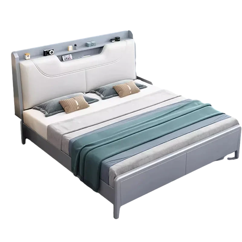 #*a forLight Bedroom Bed Designer Simple Large Modern Wooden White Bed Luxury Storage Design Muebles Para Dormitorio Nordic Furn