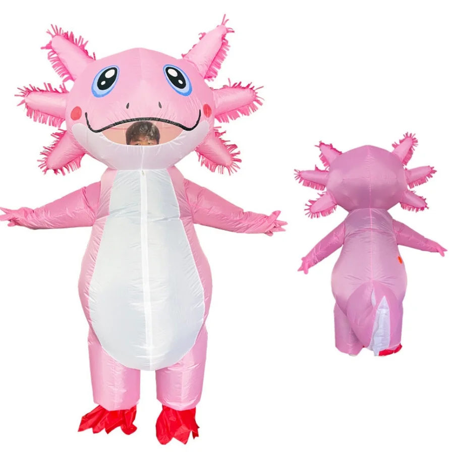 Aufblasbares Rosa Stehendes Salamander-Kostüm für Erwachsene, Unisex, Kostüm, Requisiten, Party-Performance, Tier-Maskottchen, Rollenspiel