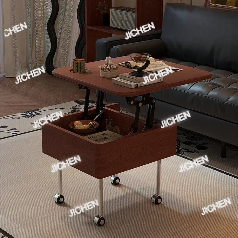 

Многофункциональный бытовой подъемный и подвижный стол ZQ, стол для хранения из цельного дерева в античном стиле, небольшой приставной столик для гостиной