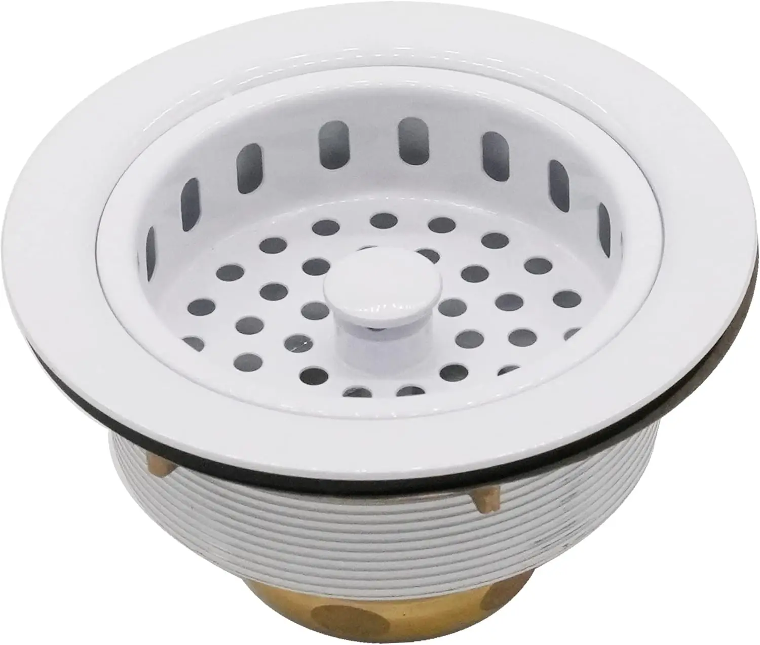 

A214-50 3-1/2" Post Style Large Kitchen Sink Basket Strainer, Powder Coat White