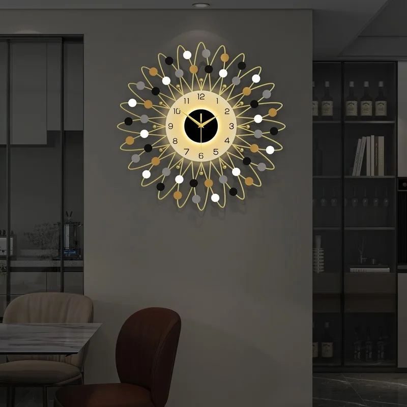 Silent Wall Clock With Light Modern Luxury Watches Large Minimalist Clocks Walls Decor Home Bedroom Living Room Decorations