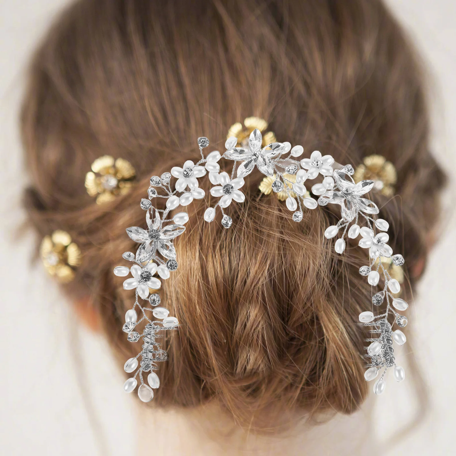 

Rhinestone Flower Bridal Headpiece Elegant Floral Comb Hair Vine Wedding Hair Accessories Bride Headpiece Wedding Jewelry