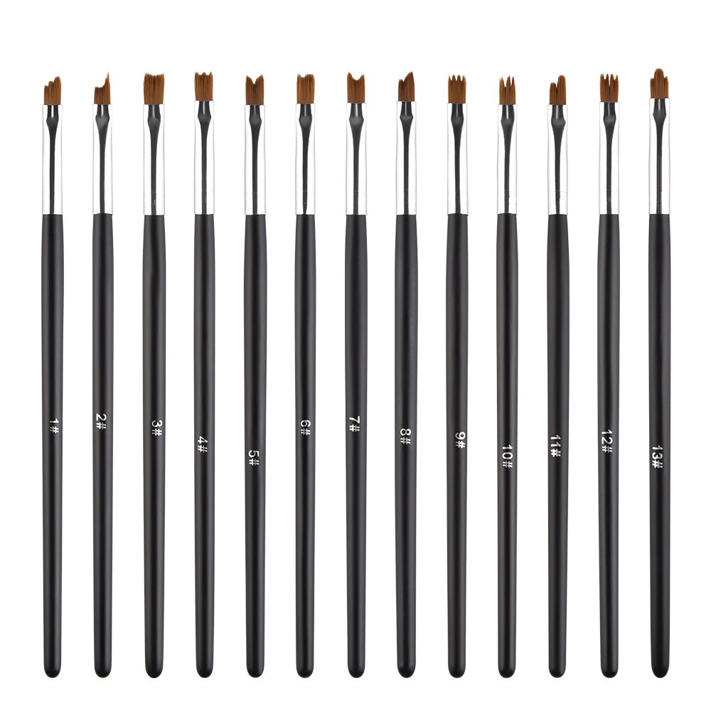 Professional Manicure UV Gel Brush Pen 13 Different Shape Nail Design Soft Slender Brush Acrylic Nail Art Painting Drawing Brush