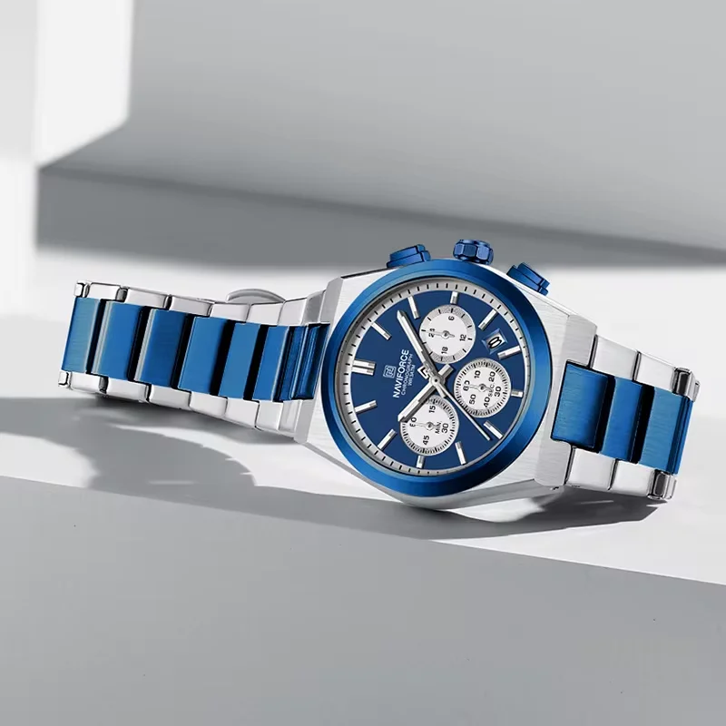 NAVIFORCE Trend Marke Edelstahl Paar Uhr Quarz Datum Anzeige Chronograph für Liebhaber Wasserdicht Mode Wild Armbanduhr