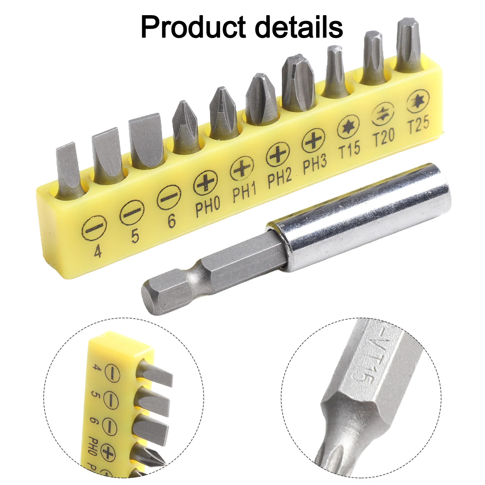 10pcs Slotted Cross Screwdriver Bit With 60mm Magnetic Screwdriver Bit Extension Rod Drill Bit Electric Screwdriver Power Tool