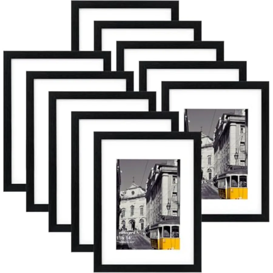 

Набор из 10 фоторамок 11x14 для коллажа на стену, для фотографий 8x10 с паспарту или 11x14 без паспарту, декор для дома