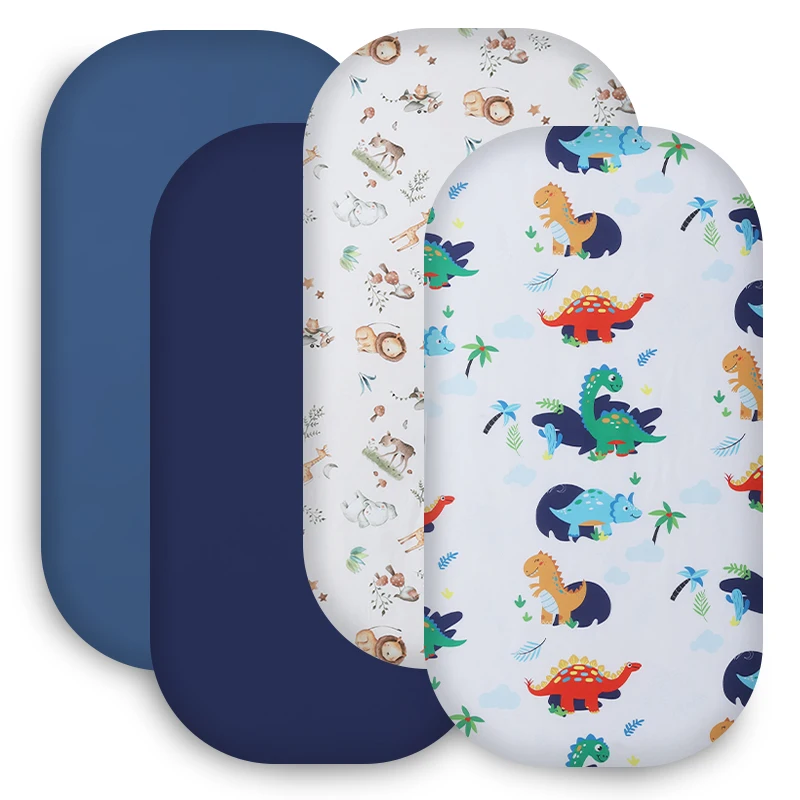 

4 шт. детские простыни для люльки, мягкие дышащие универсальные простыни для люльки, пригодные для прямоугольного круглого овального матраса