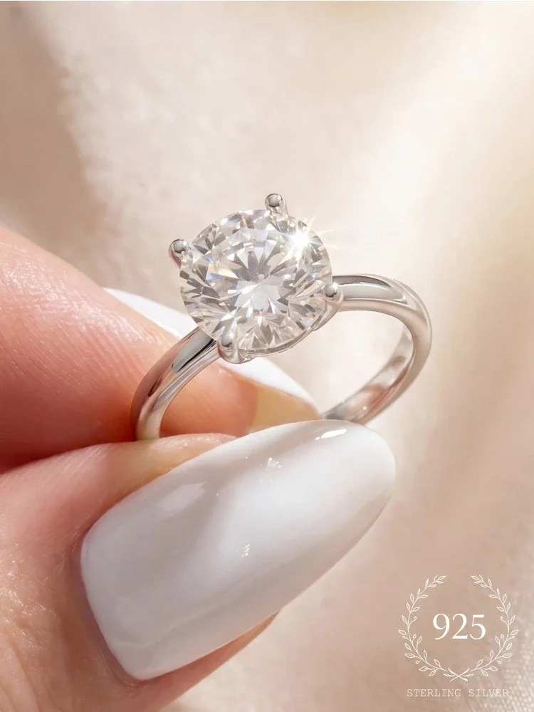 Shiny Luxury 1-3 Carats Round Zircon Ring For Women 925 Sterling Silver Engagement Wedding Gorgeous High Quality Fine Jewelry
