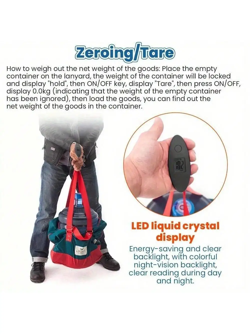 1pc 휴대용 전자 수하물 규모, 0.1kg-40kg 용량, 수하물 걸 수 있음, 여행에 적합, 범위 무게 무게 포함