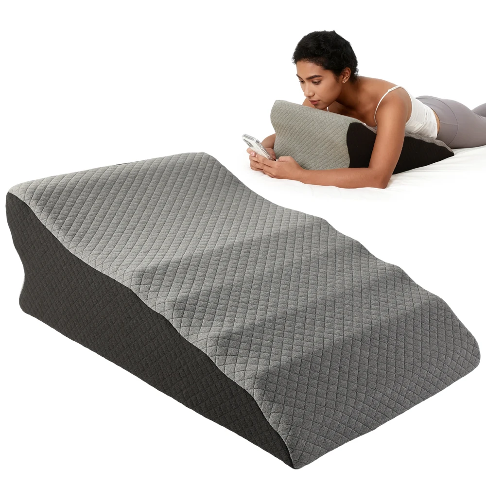 وسادة على شكل إسفين مناسبة للقراءة والنوم والراحة مقاس 9 بوصة وسادة سرير مثلثة عالية الدعم توفر دعم الساق والظهر #1