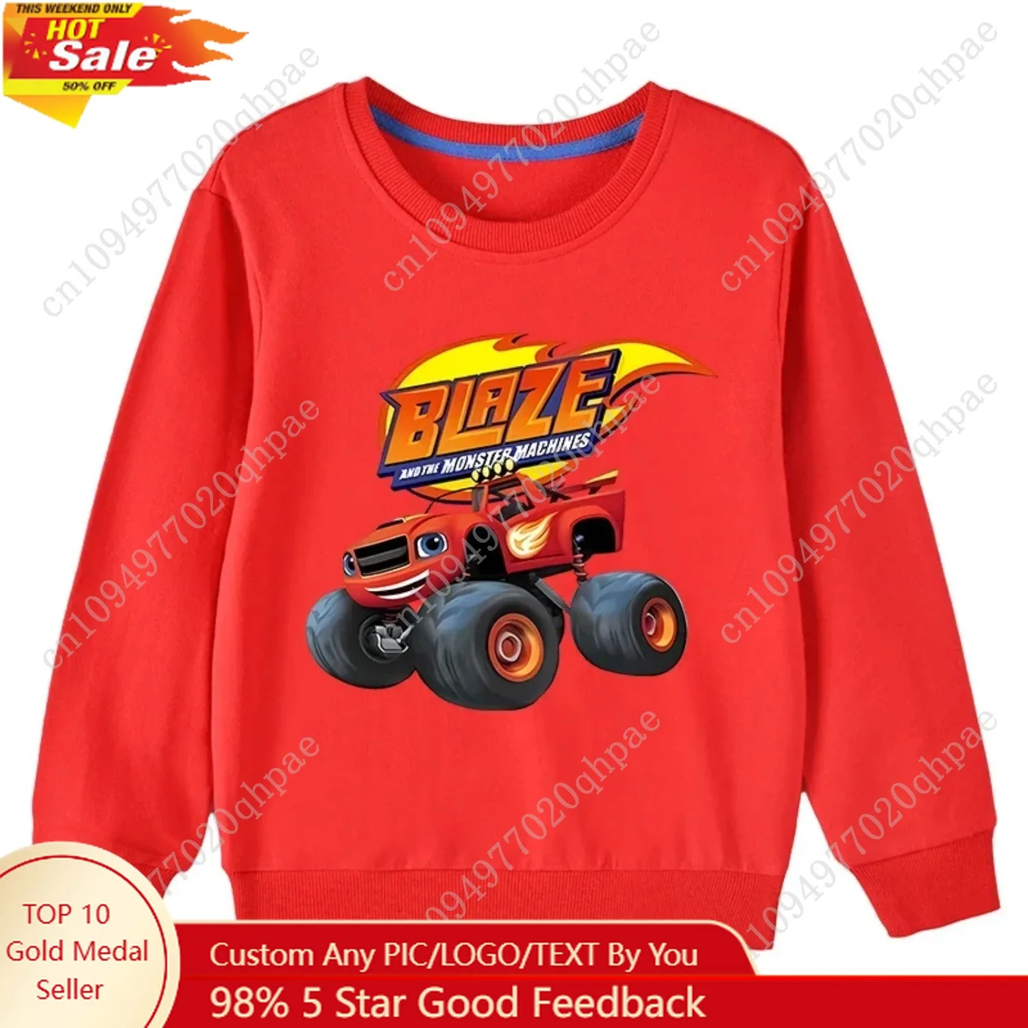 

Autumn Kids Blaze And The Monster Machines Cartoon Funny Sweatshirts Children's Hoodies Baby Pullover Tops Girls Boys Clothes